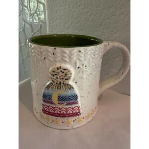 ANTHROPOLOGIE COFFEE TEA LATTE MUG BUNDLED UP MONOGRAM LETTER C HOLIDAY